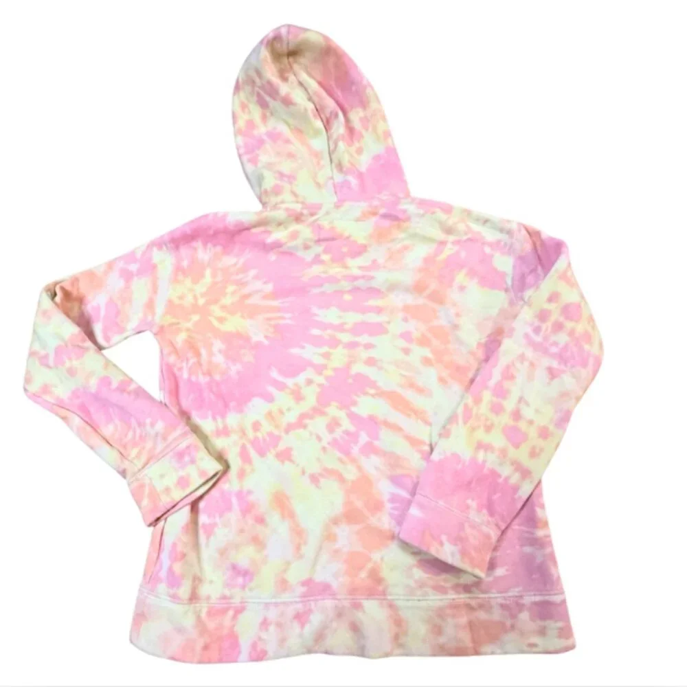 Hollister Tie Dye Hoodie Women’s Small Pink Yellow White Long Sleeve Sweatshirt - Picture 2 of 6